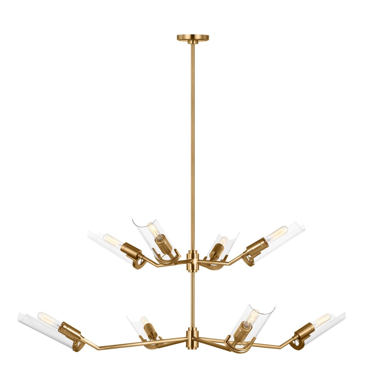 Mezzo Eight Light Chandelier in Burnished Brass