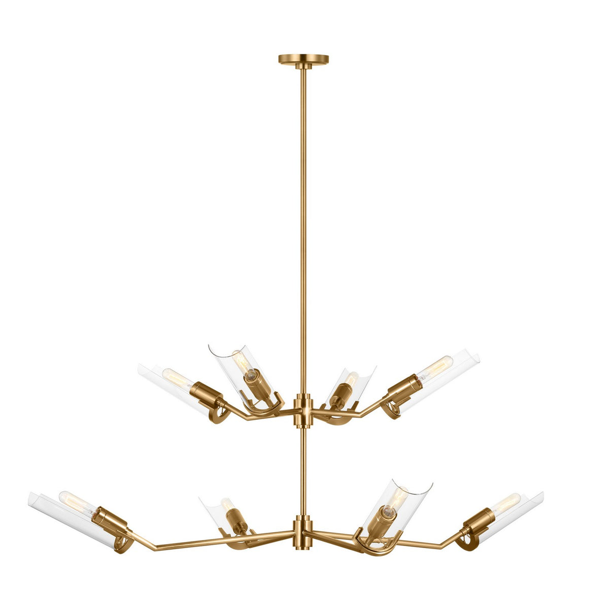 Mezzo Eight Light Chandelier in Burnished Brass