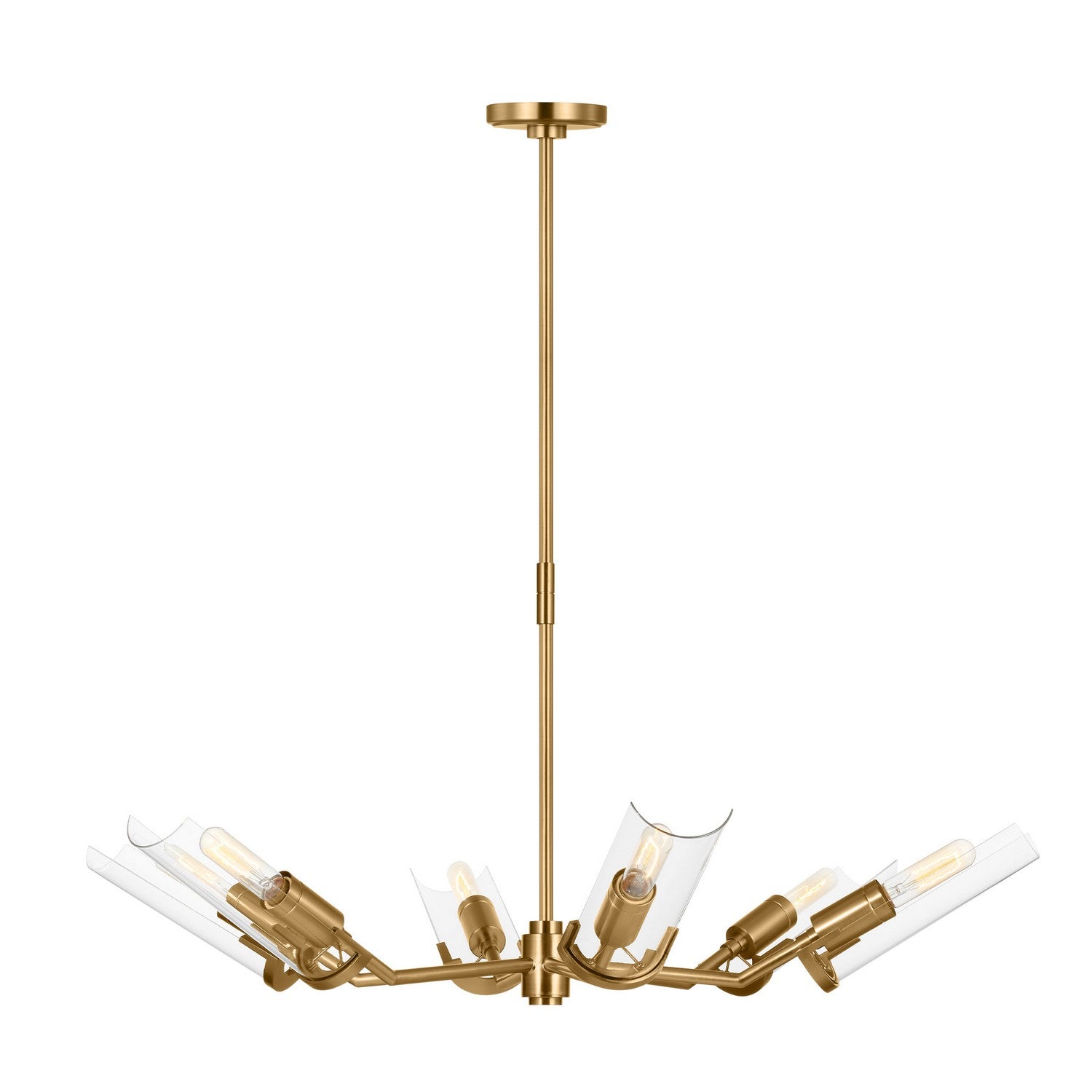 Lustre Mezzo à six lumières en laiton bruni