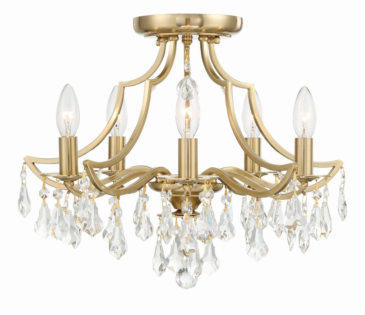 Cedar Five Light Semi Flush Mount in Vibrant Gold
