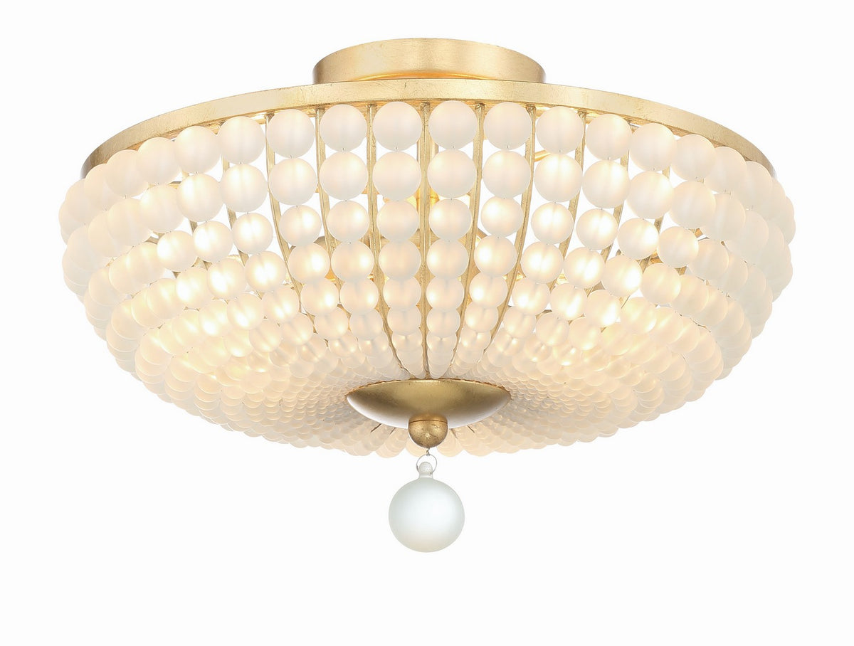 Bella Three Light Semi Flush Mount in Antique Gold