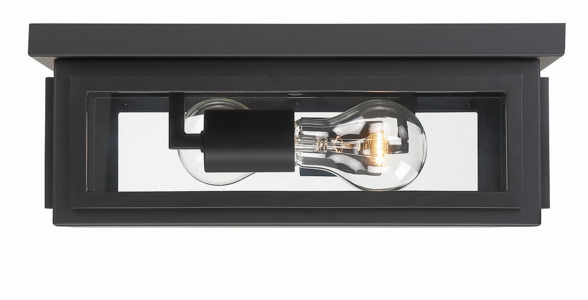 Byron Two Light Outdoor Flush Mount in Matte Black