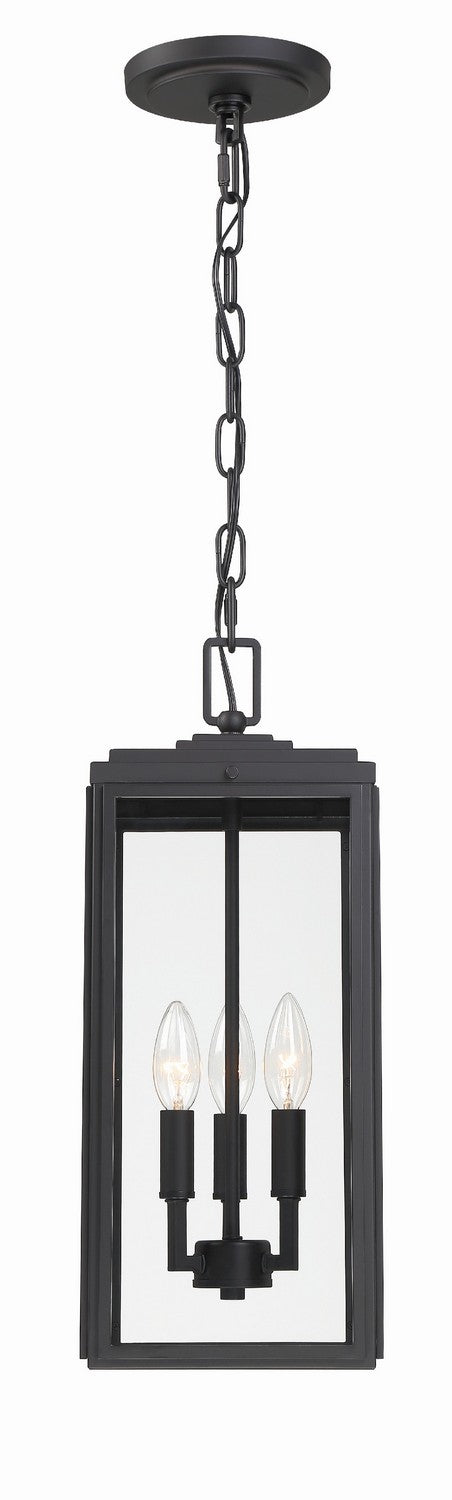 Byron Three Light Outdoor Pendant in Matte Black