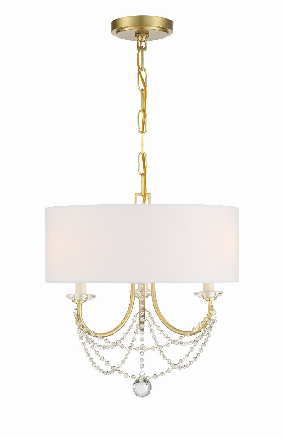 Delilah Three Light Mini Chandelier in Aged Brass