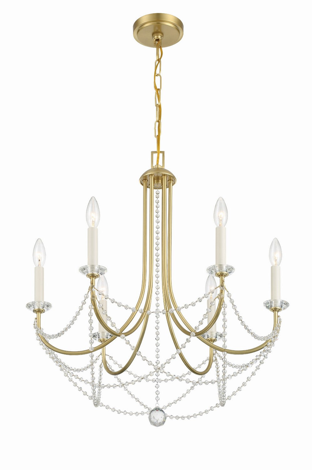 Delilah Six Light Chandelier in Aged Brass
