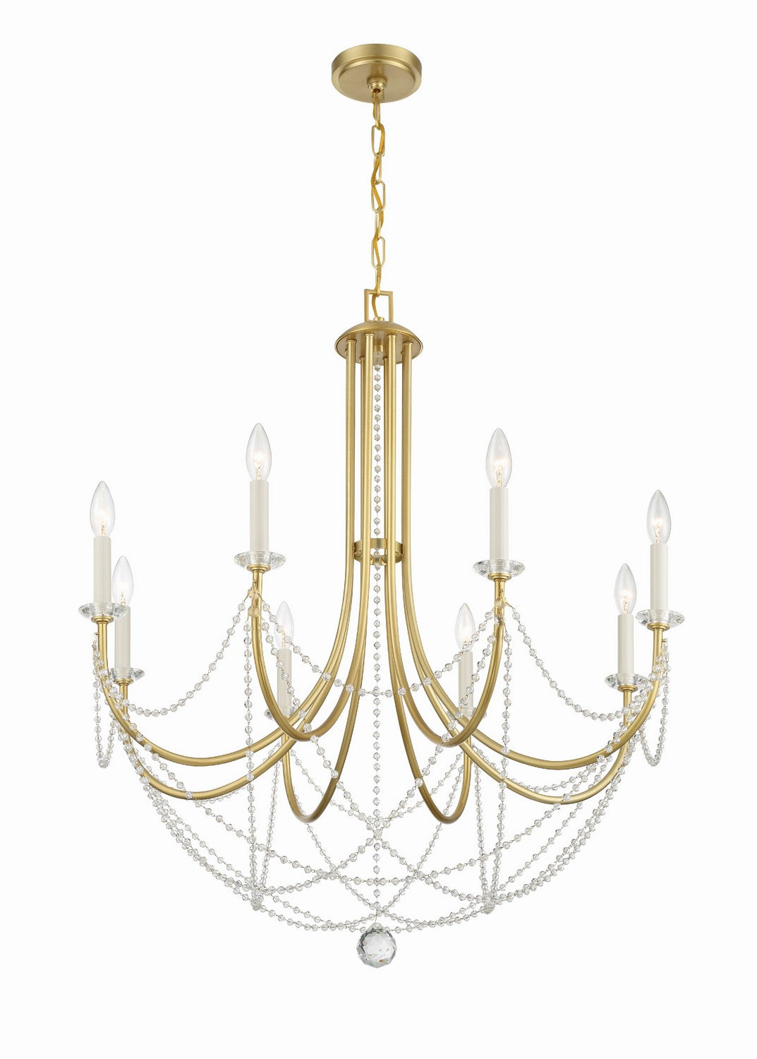 Delilah Eight Light Chandelier in Aged Brass