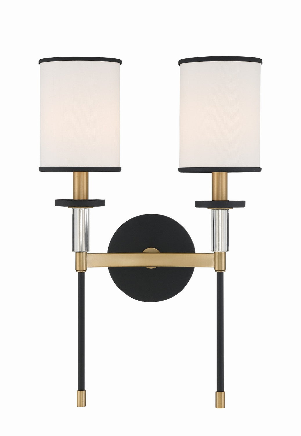 Hatfield Two Light Wall Sconce in Black Forged + Vibrant Gold
