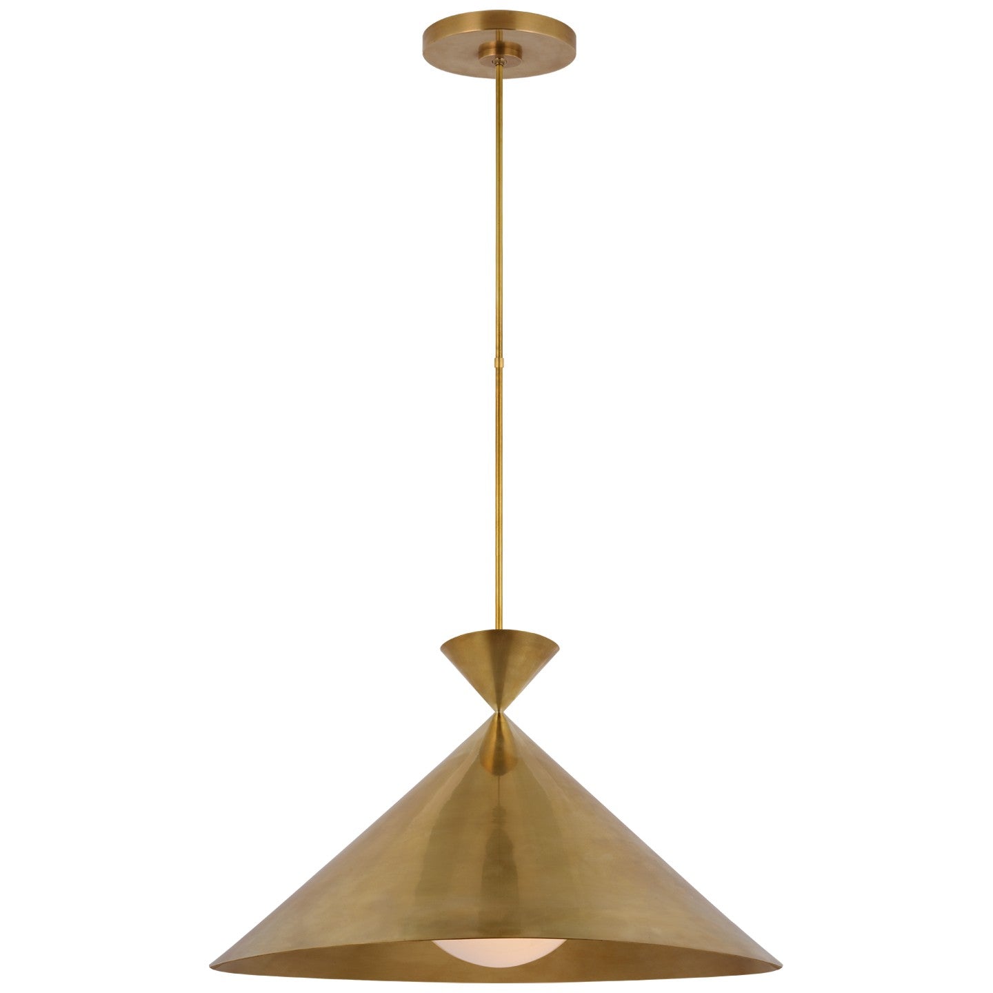Orsay Grande Pendant in Hand-Rubbed Antique Brass w/ White Glass