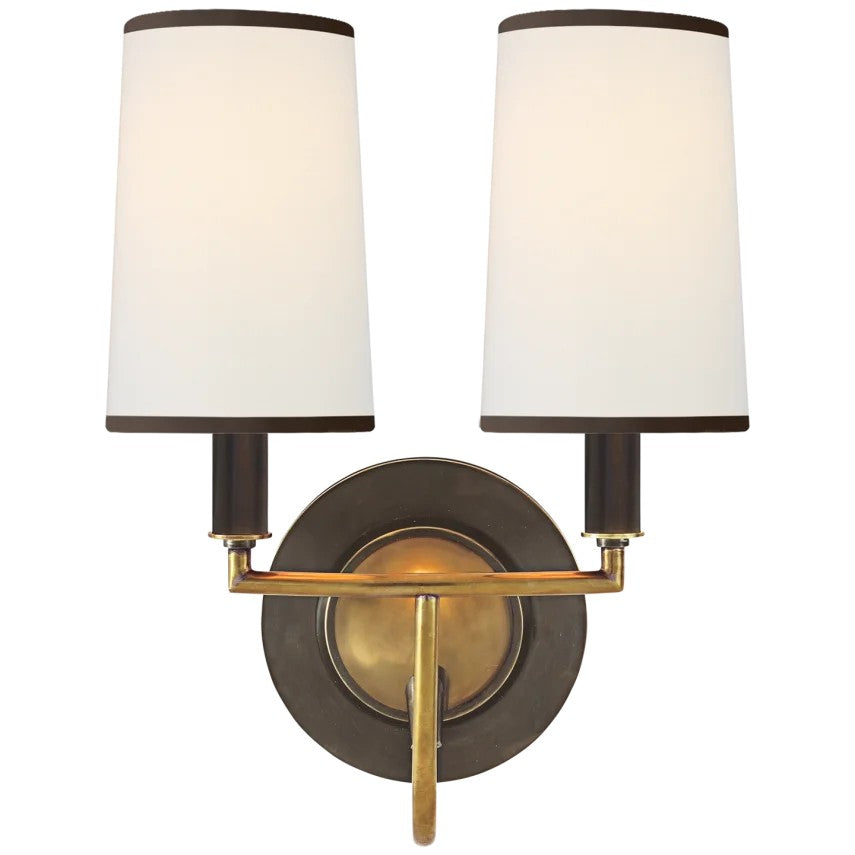 Elkins Two Light Wall Sconce in Bronze with Antique Brass