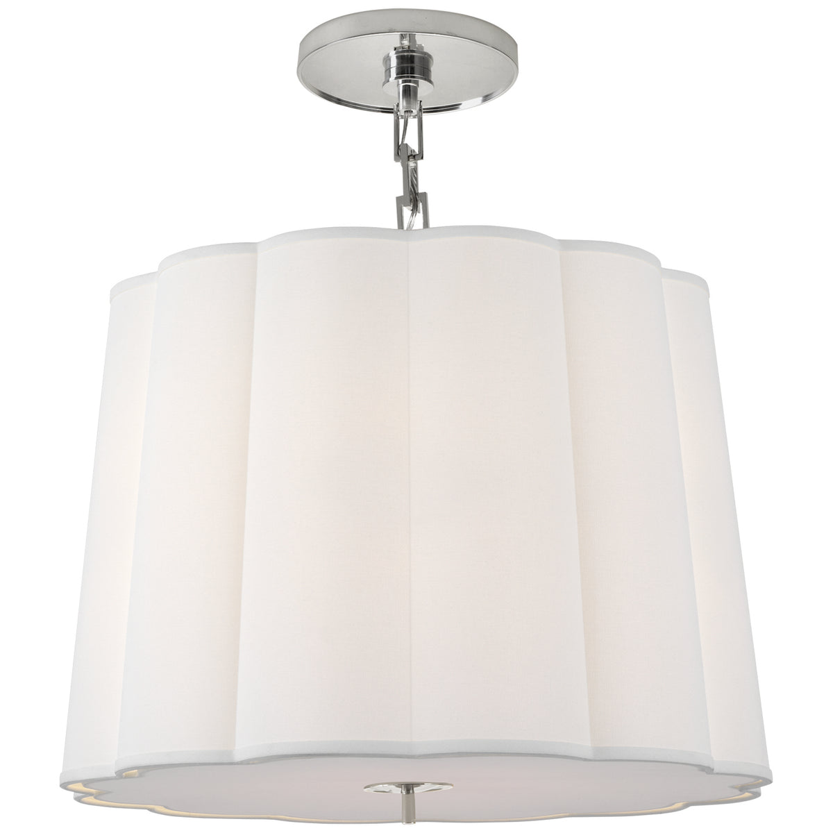 Simple Scallop Five Light Hanging Lantern in Soft Silver