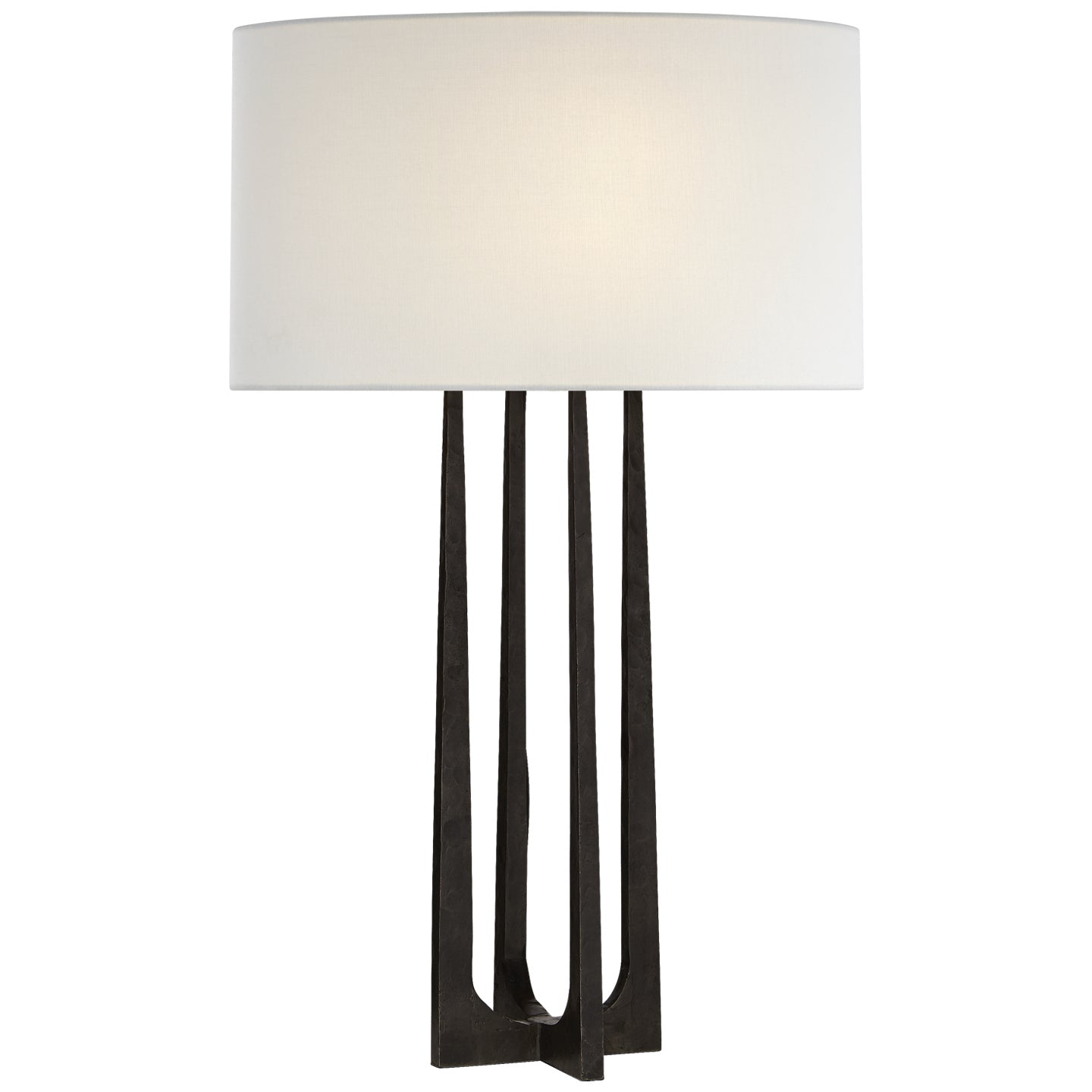 Scala Hand-Forged Table Lamp in Gilded Iron with Linen Shade