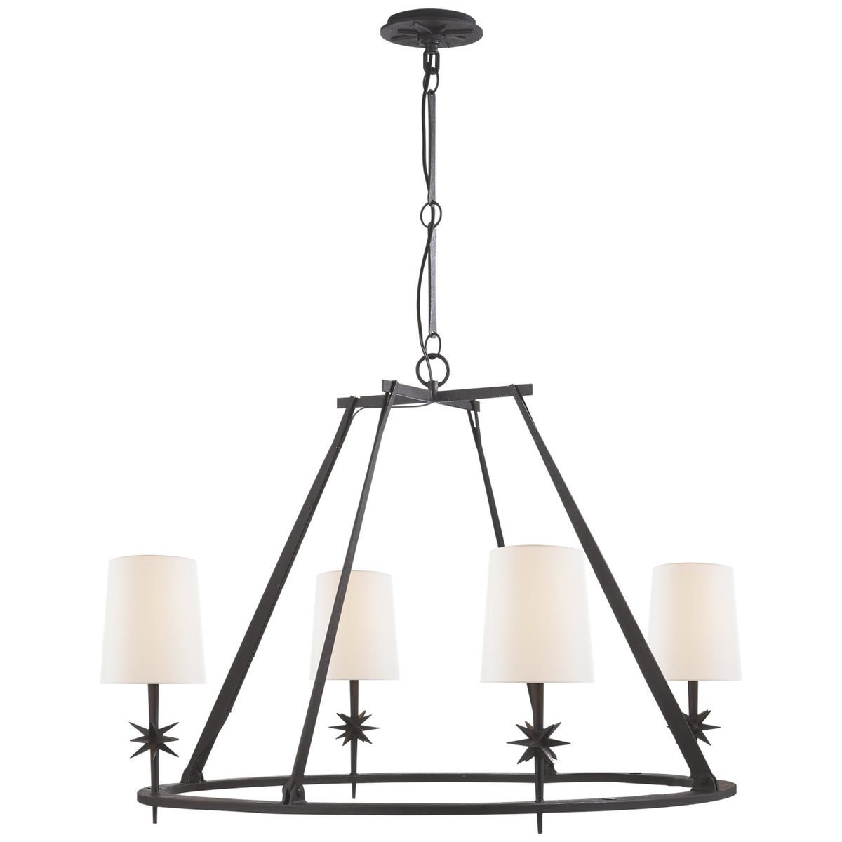 Etoile Four Light Chandelier in Blackened Rust