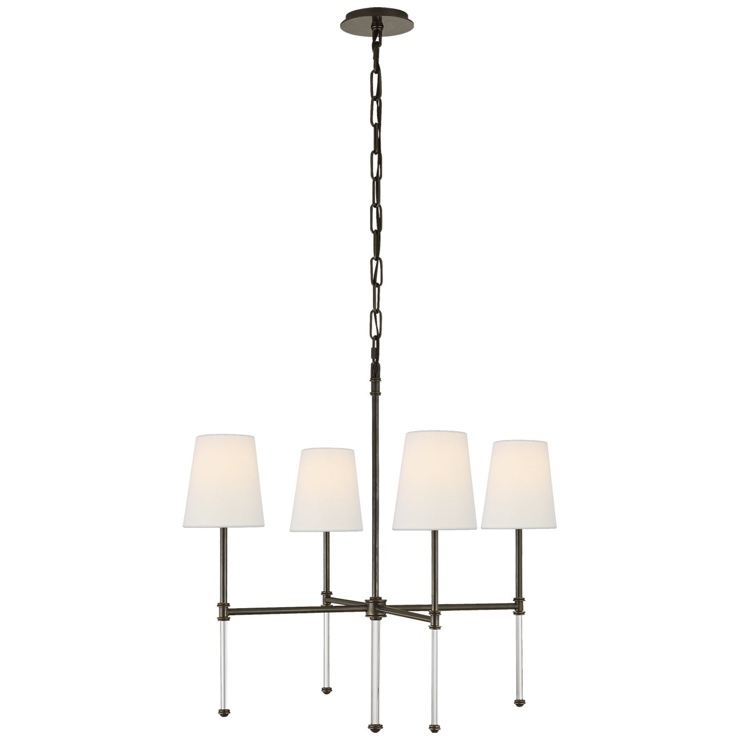 Camille Small Chandelier in Hand-Rubbed Antique Brass w/ Natural Paper Shades