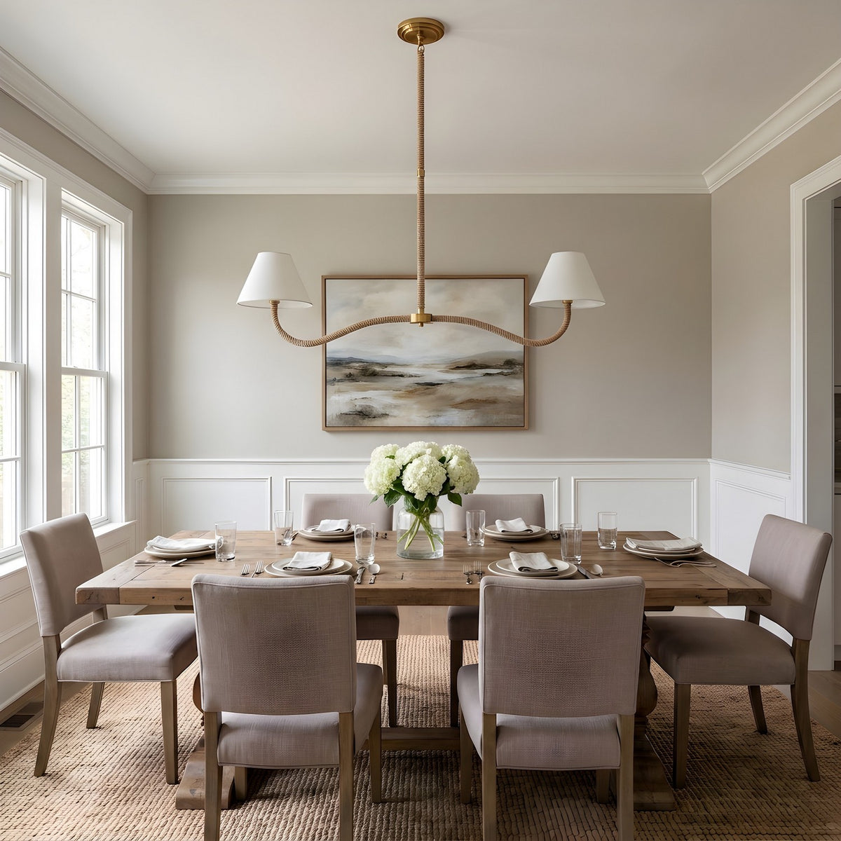 Laguna Two Light Linear Chandelier in Burnished Brass
