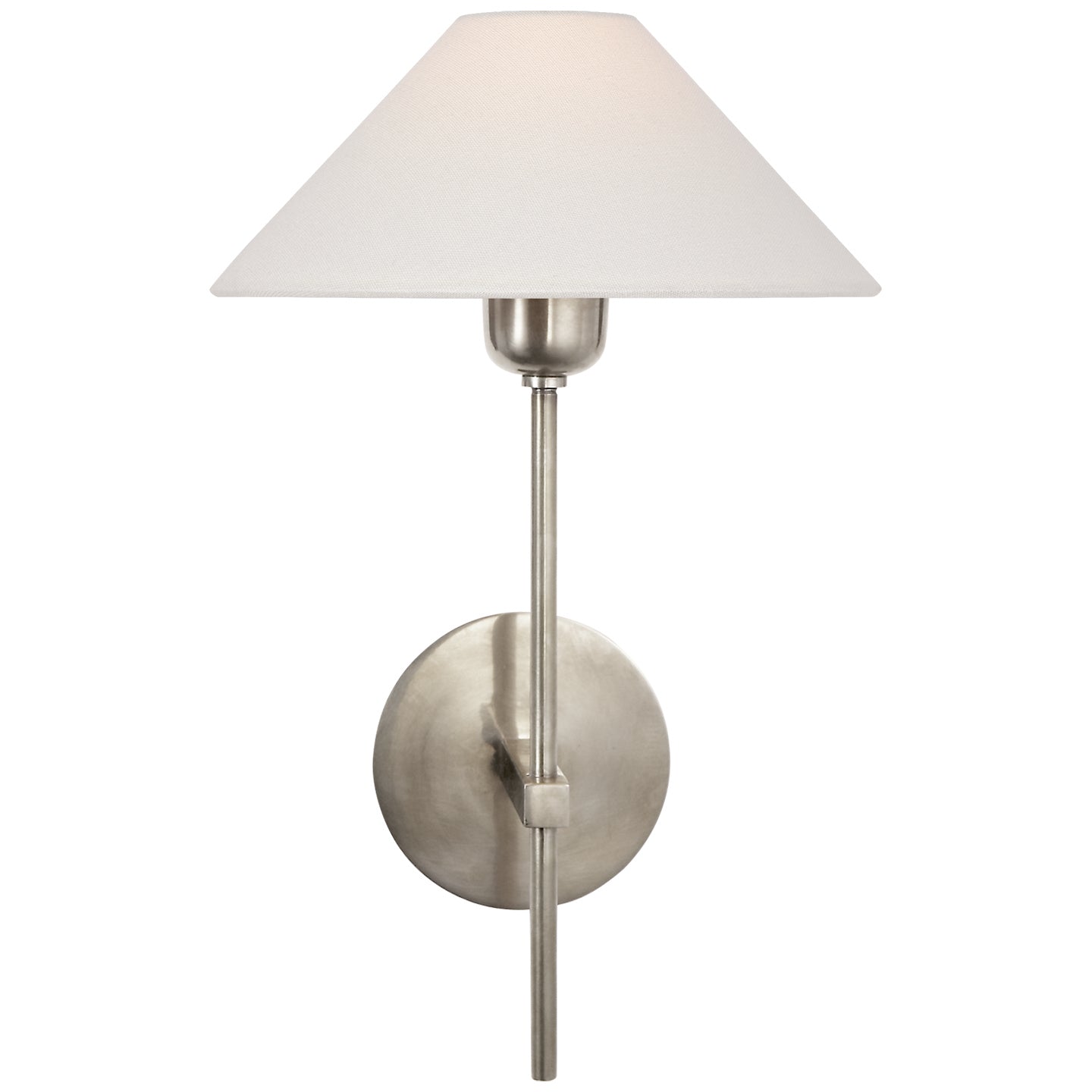Hackney Single Sconce Antique Nickel With Linen Shade