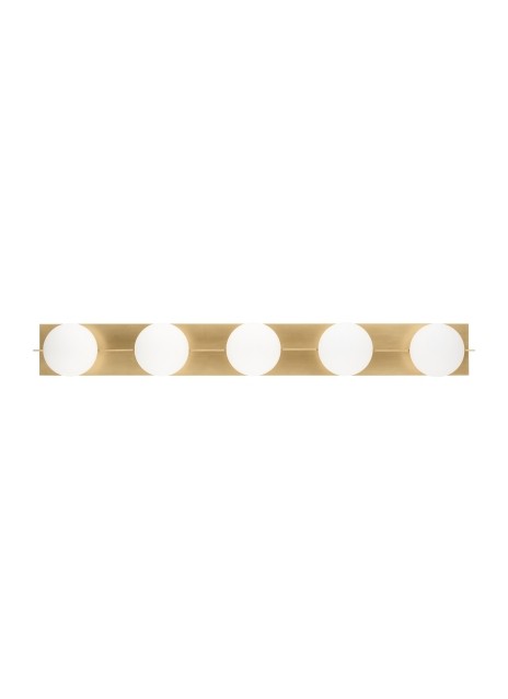 Orbel Five Light Bath Vanity in Natural Brass