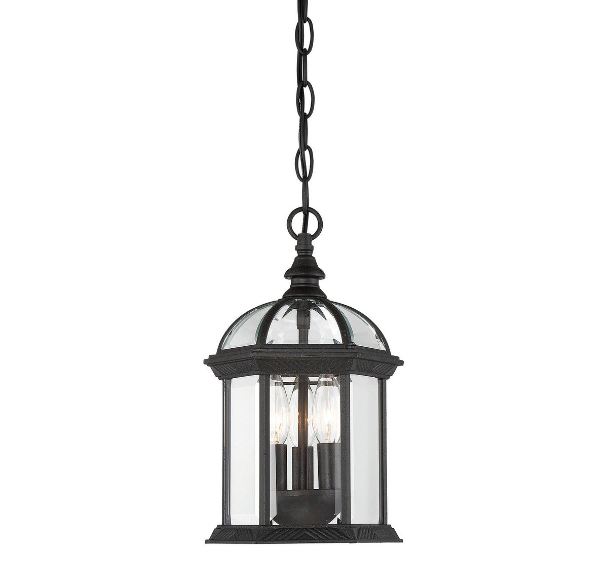 Kensington Three Light Hanging Lantern in Textured Black