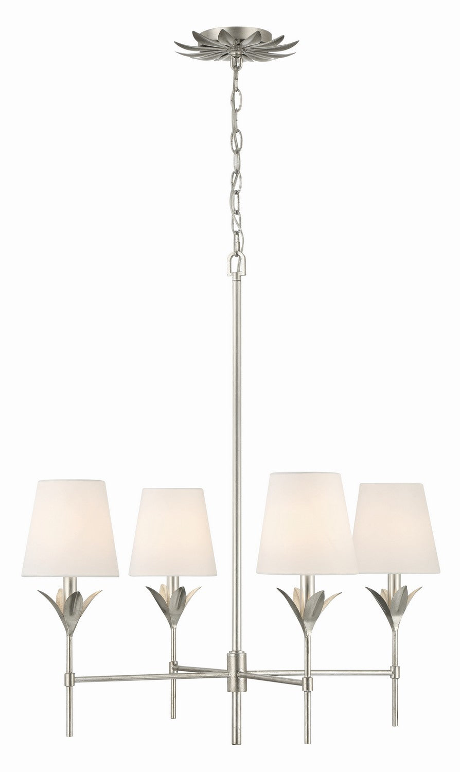 Broche Four Light Chandelier in Antique Silver