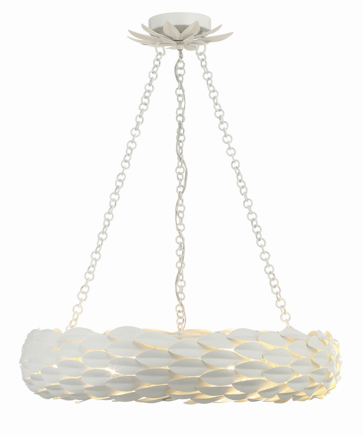 Broche Six Light Pendant in Matte White