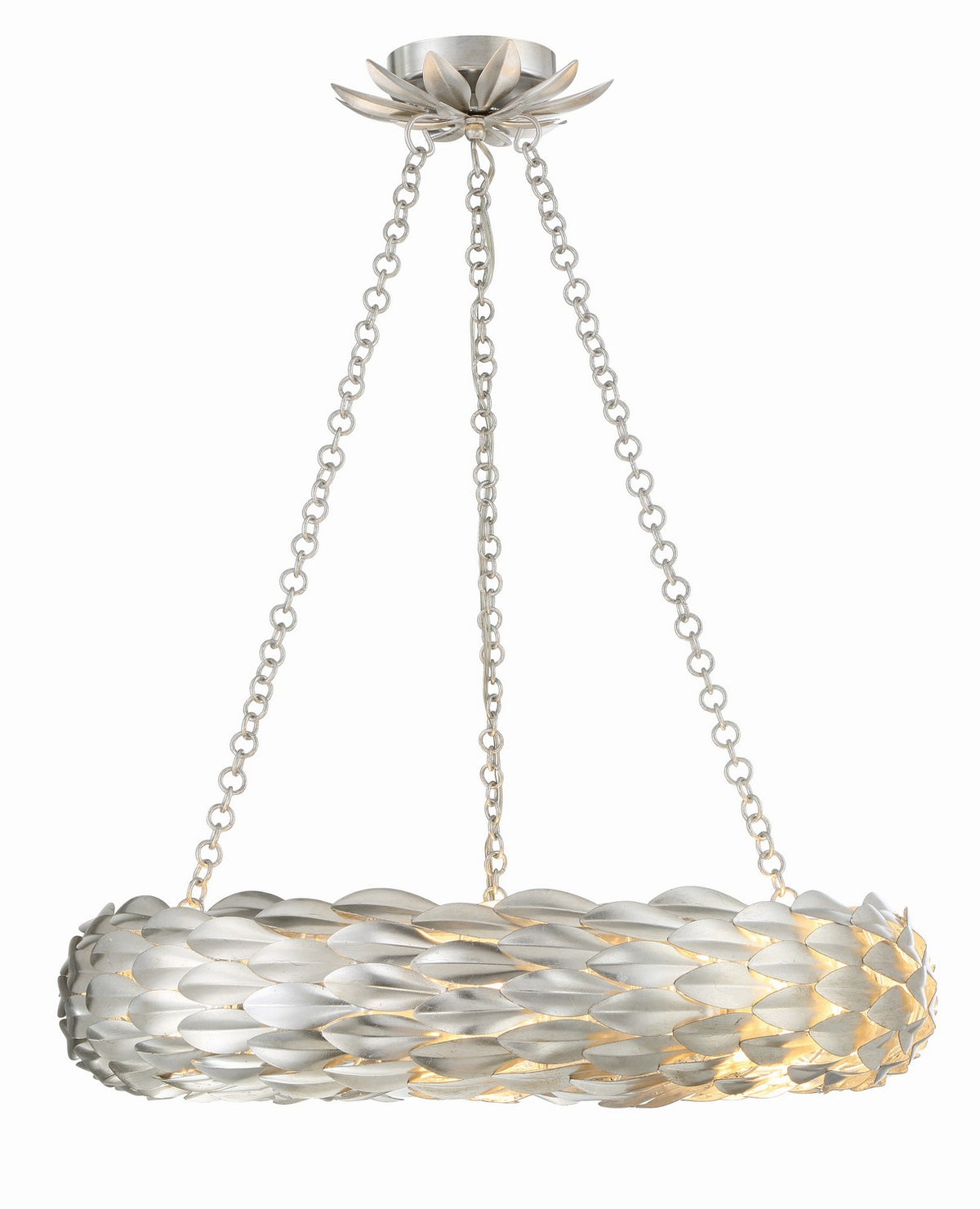 Broche Six Light Pendant in Antique Silver