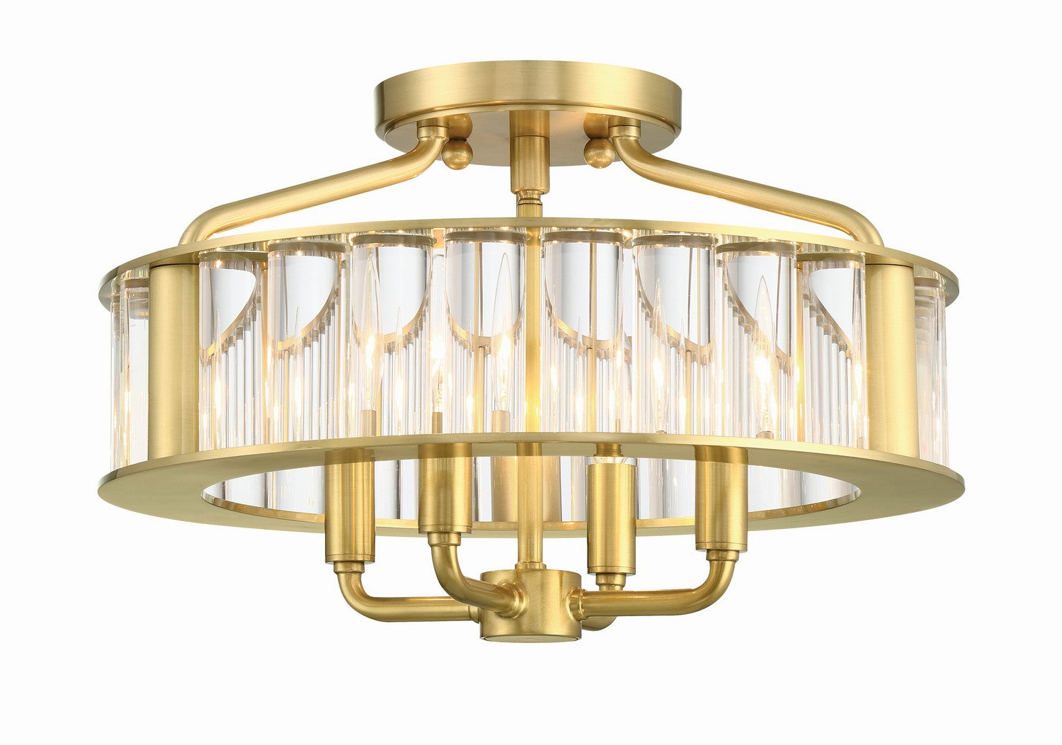 Farris Four Light Semi Flush Mount in Aged Brass