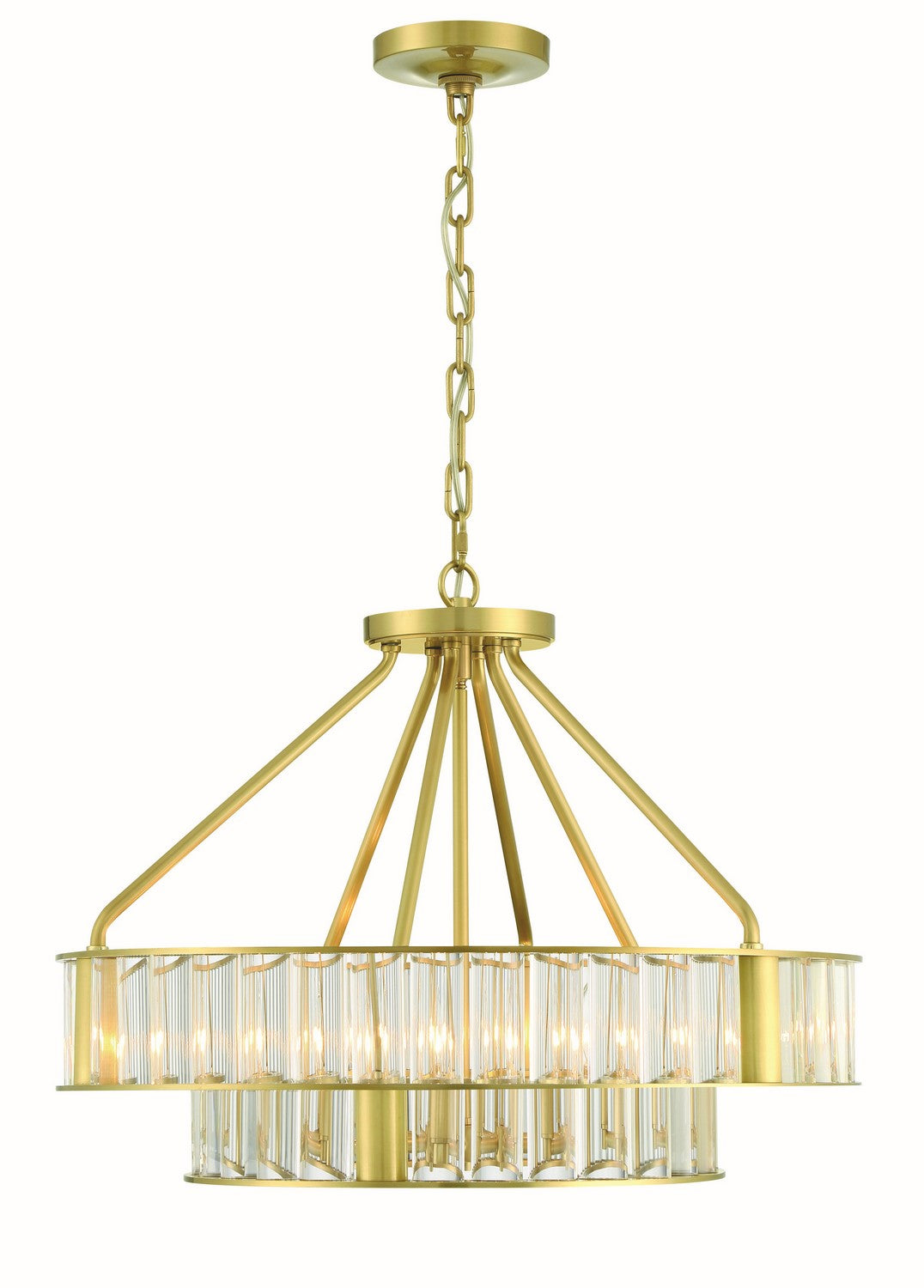 Farris Six Light Chandelier in Aged Brass