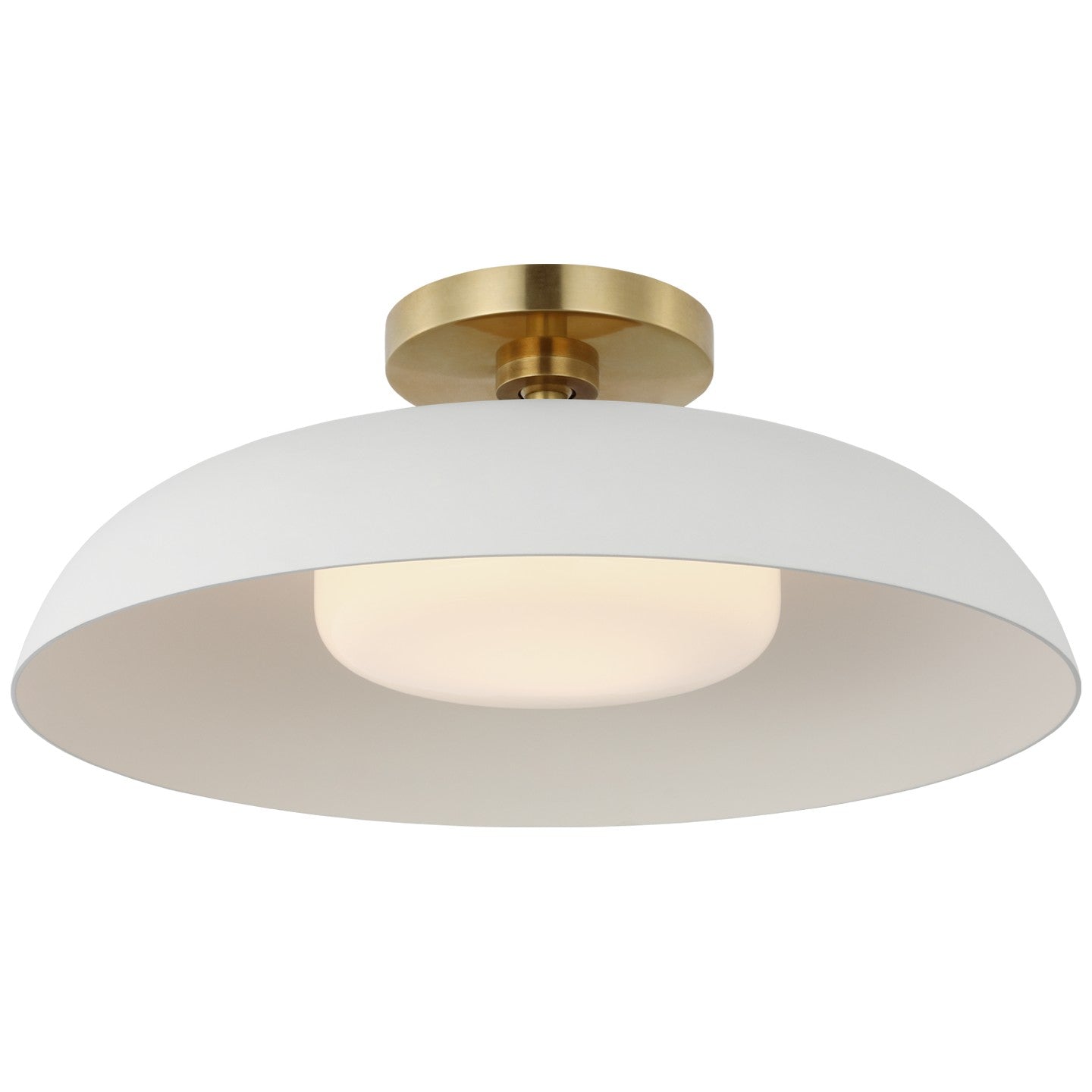 Cyrus 16" Flush Mount in Hand-Rubbed Antique Brass and White w/ White Glass