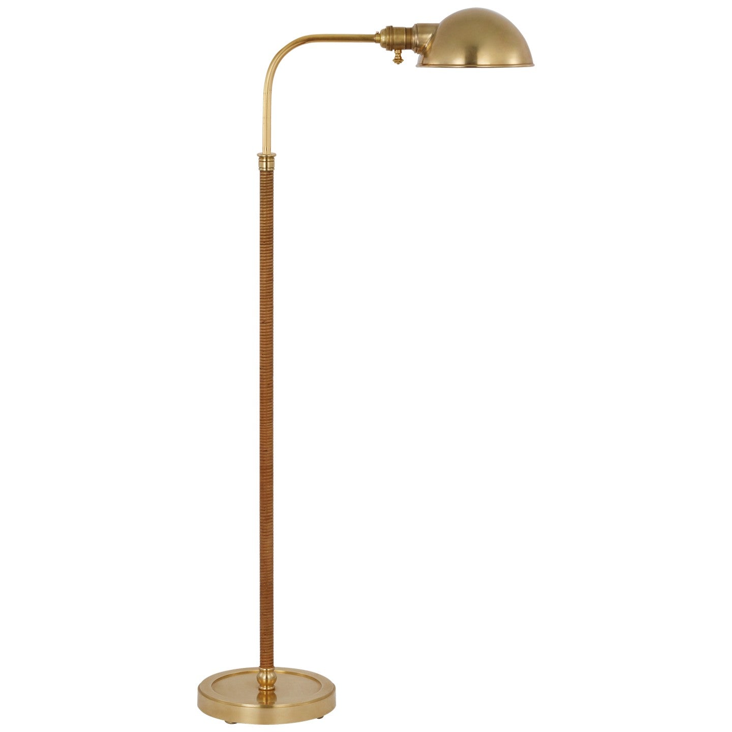 Basden Medium Pharmacy Lamp in Antique-Burnished Brass and Natural Rattan