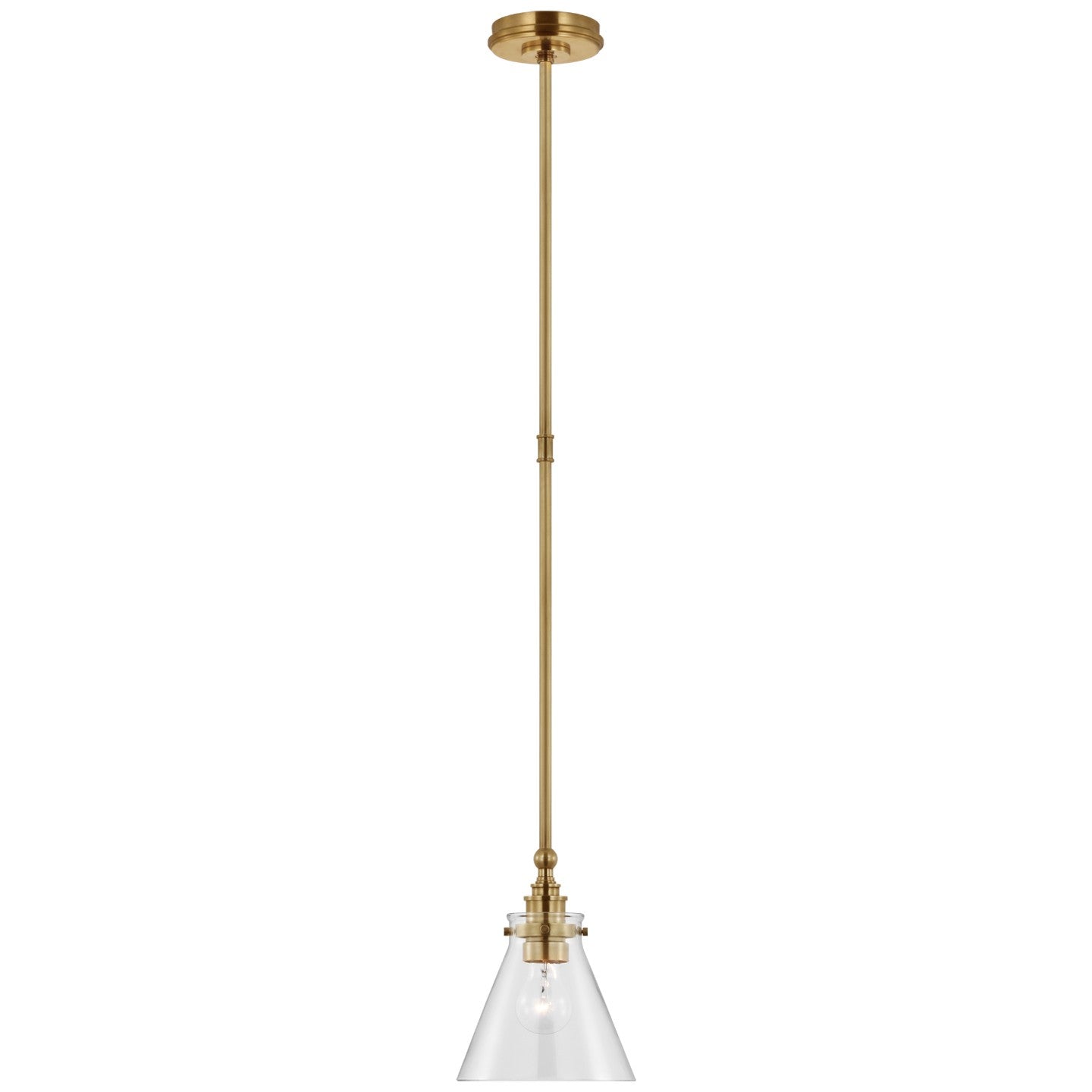 Parkington 15" Conical Pendant in Antique-Burnished Brass with White Glass CHC 5532AB-WG
