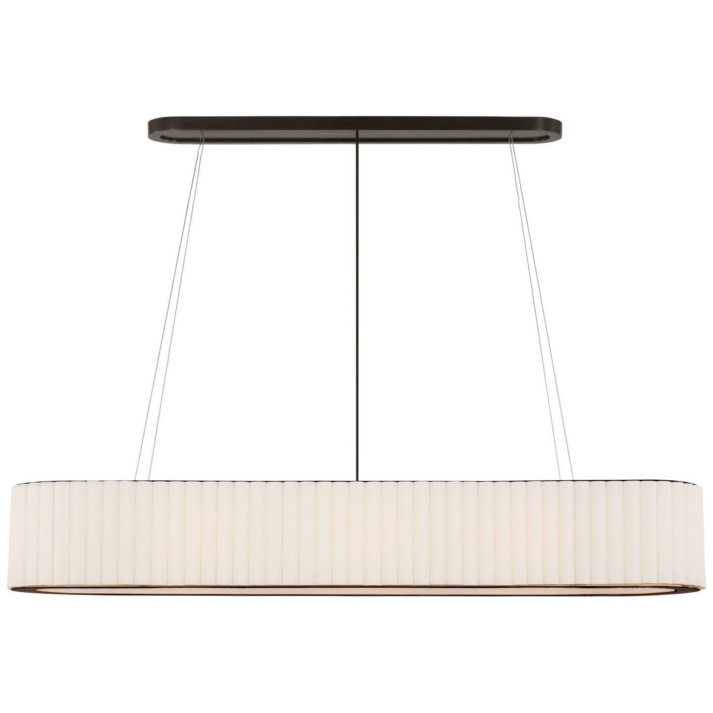 Palati Large Linear Chandelier in Hand-Rubbed Antique Brass with Linen Shade
