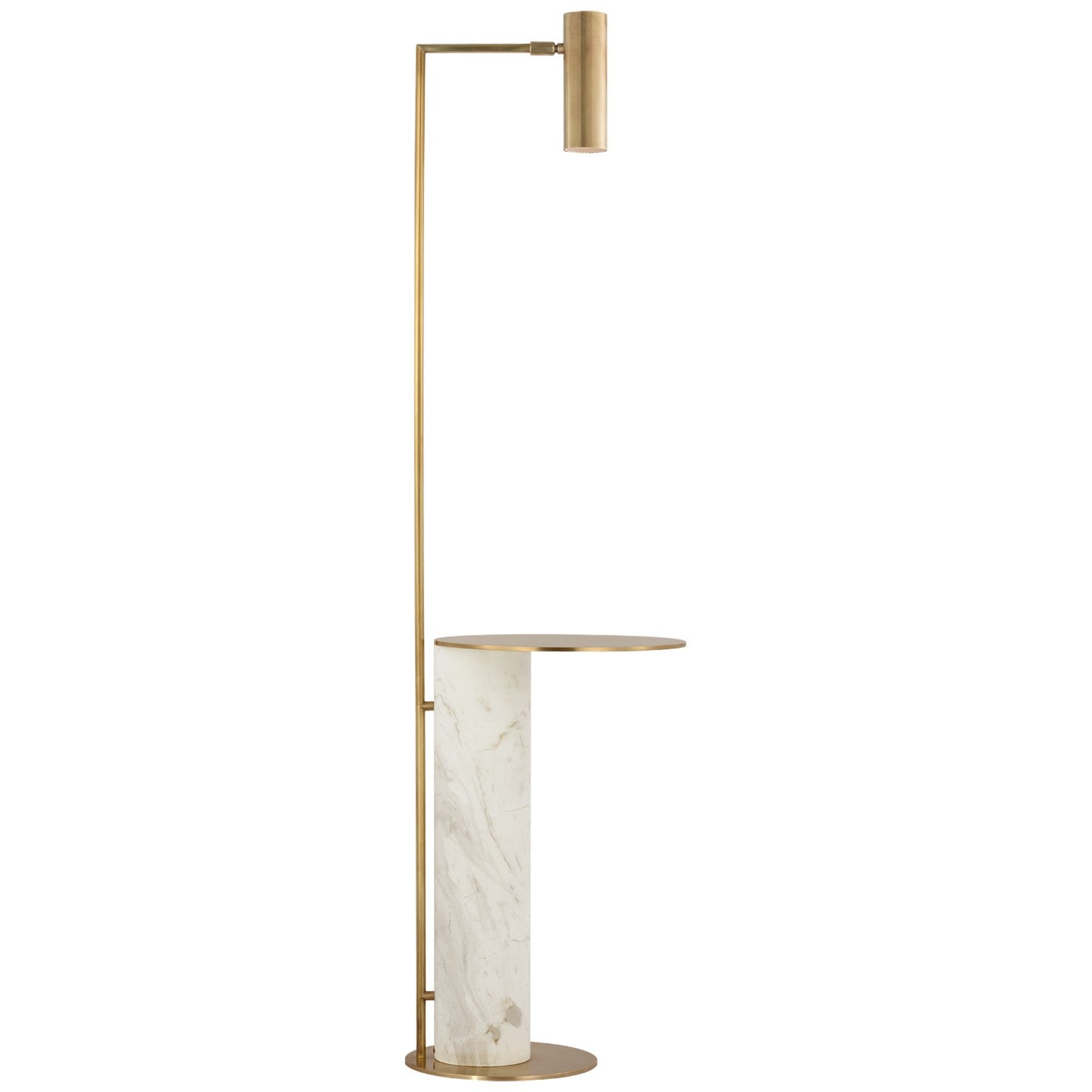 Alma Floor Lamp in Antique-Burnished Brass and White Marble