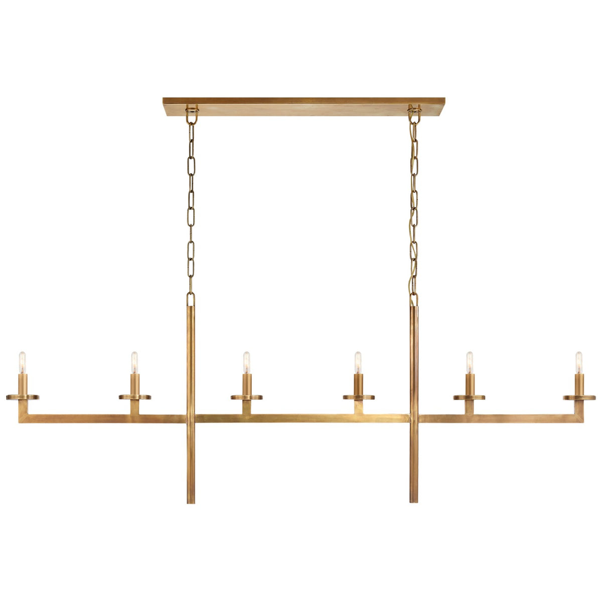 Liaison Six Light Linear Chandelier in Antique-Burnished Brass