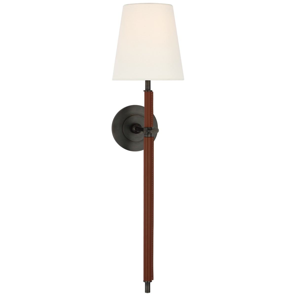 Bryant Wrapped LED Wall Sconce in Bronze and Saddle Leather