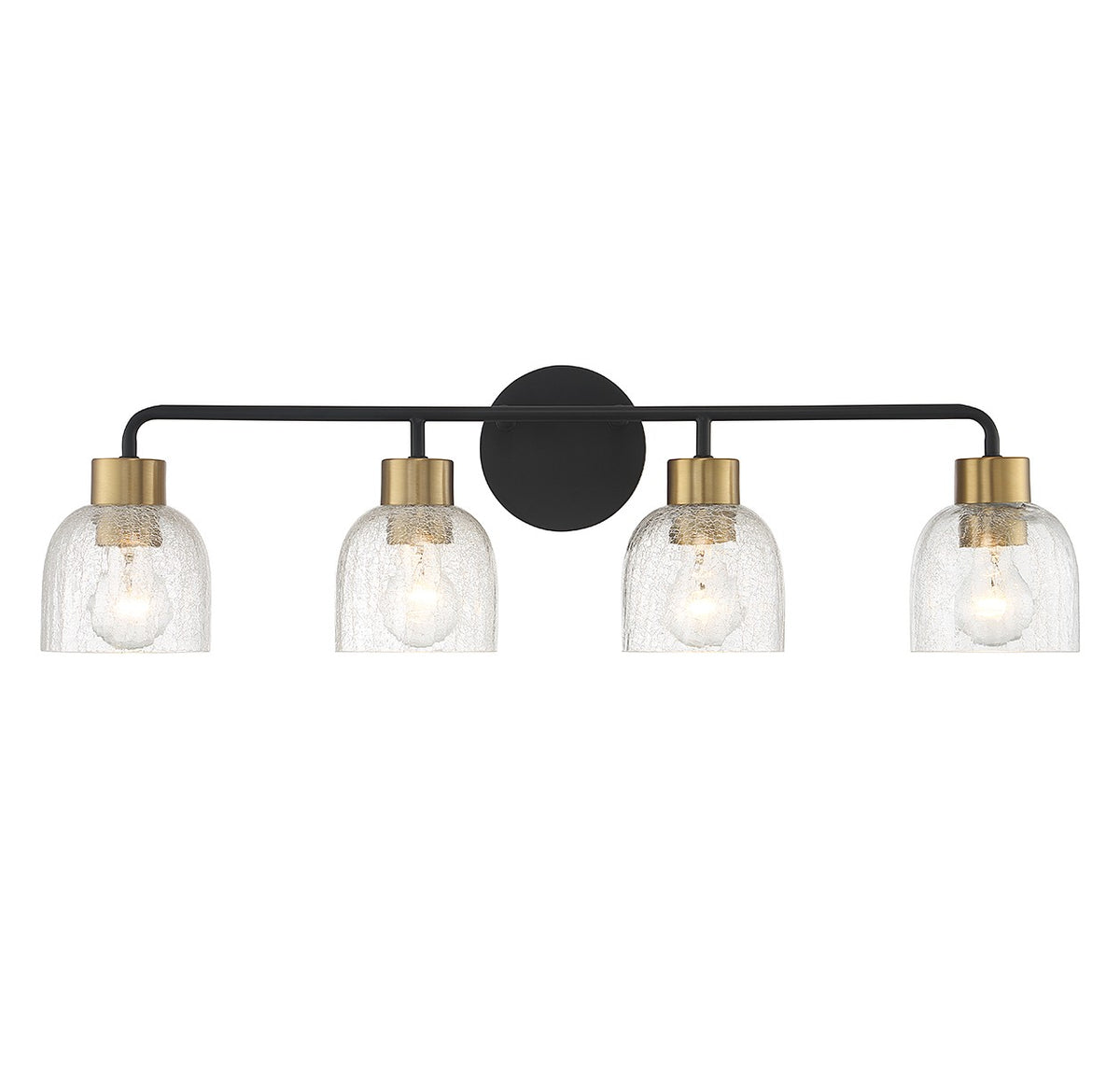 Flagler Four Light Bathroom Vanity in Matte Black w/ Warm Brass