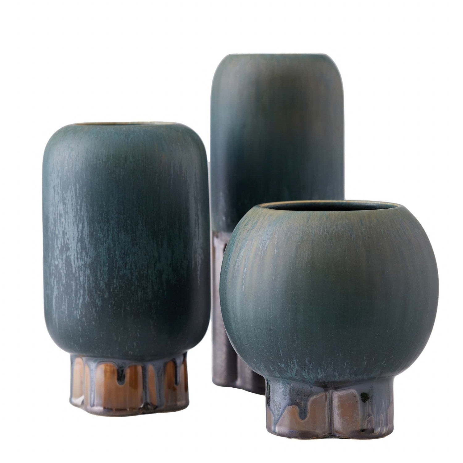 Tutwell Vases, Set of 3 in Forest Reactive