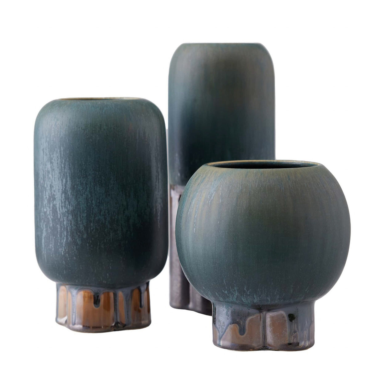 Tutwell Vases, Set of 3 in Forest Reactive