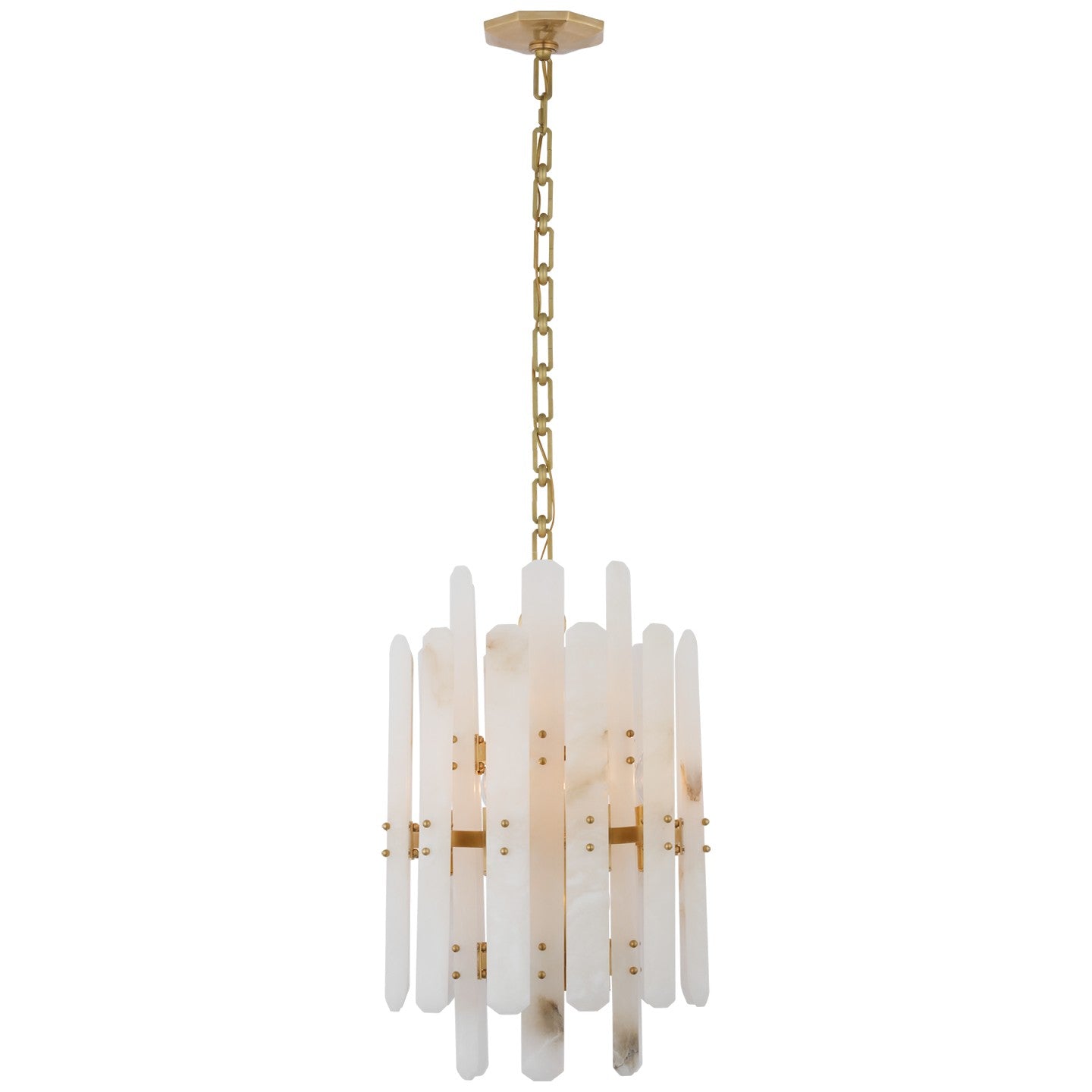 Bonnington Large Chandelier Hand-Rubbed Antique Brass with Alabaster