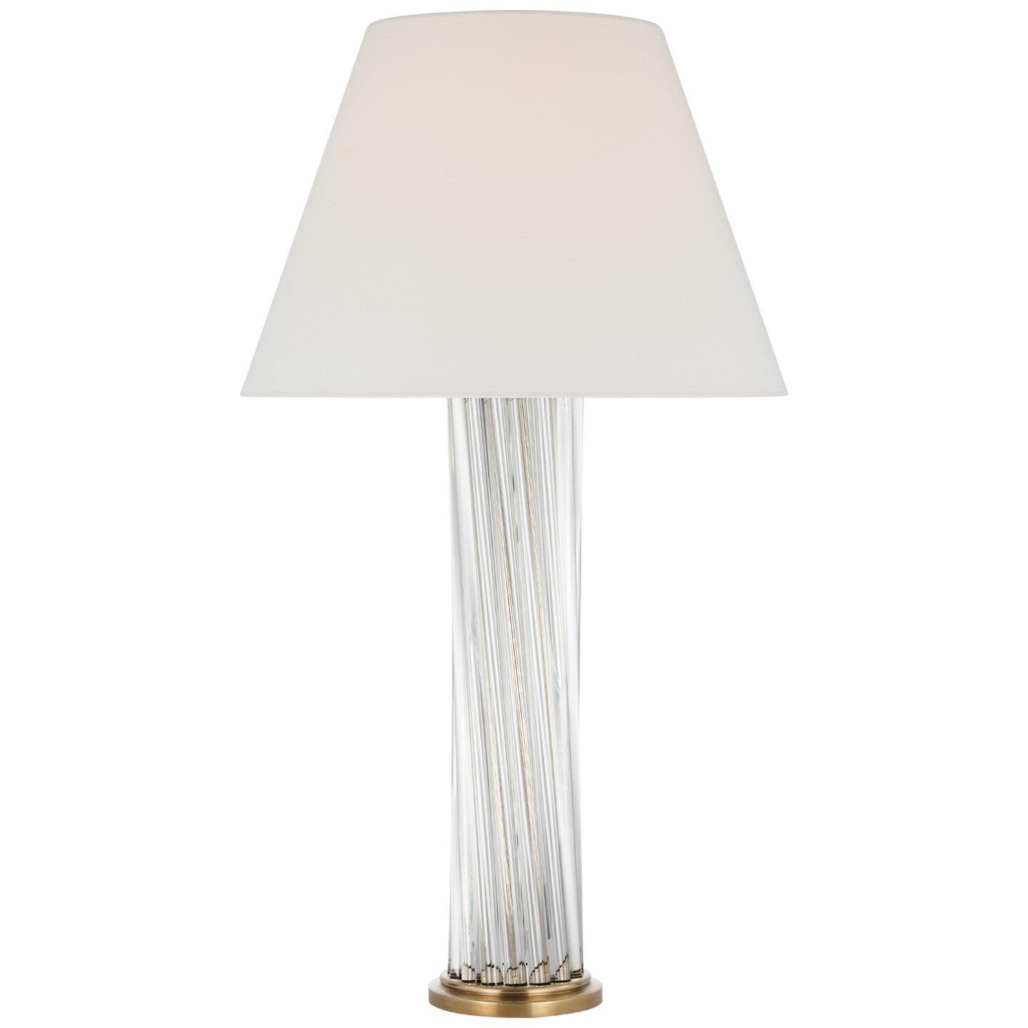 Bouquet LED Table Lamp in Clear Glass Rods and Hand-Rubbed Antique Brass