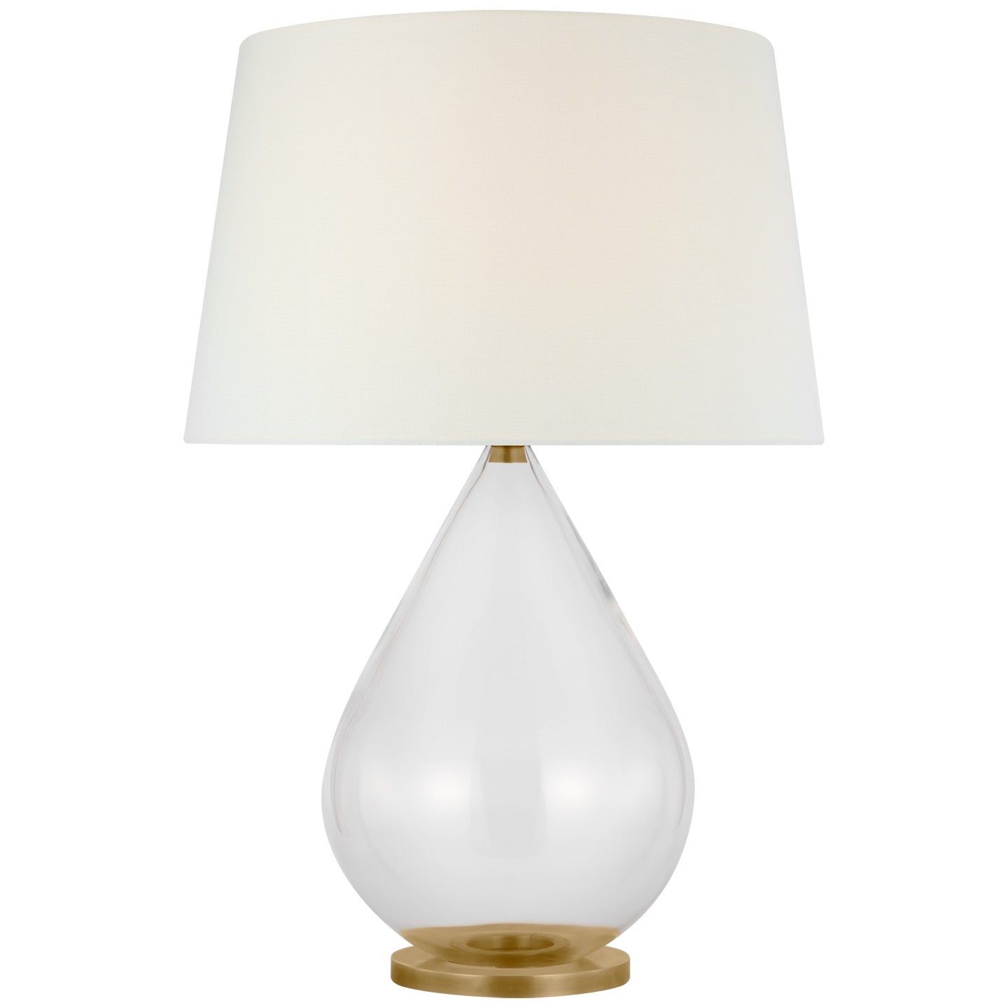 Lampe de table LED Vosges en verre transparent et laiton antique patiné à la main