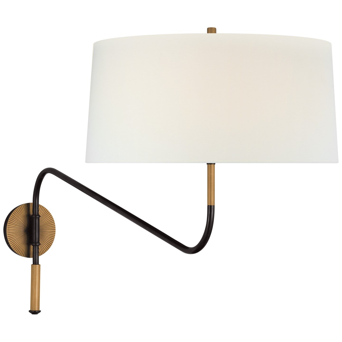 Canto Grande Swinging Wall Light in Bronze and Brass with Linen Shade