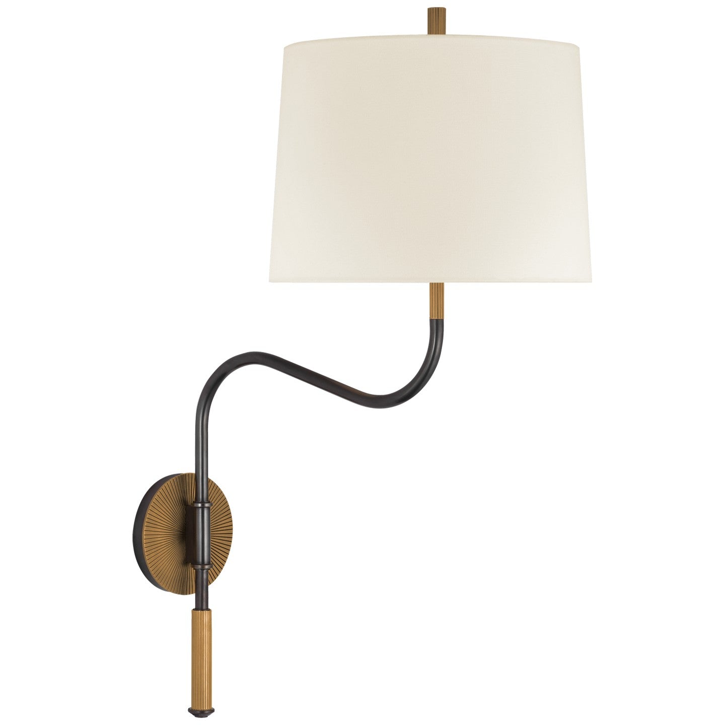 Canto Grande Swinging Wall Light in Bronze and Brass with Linen Shade