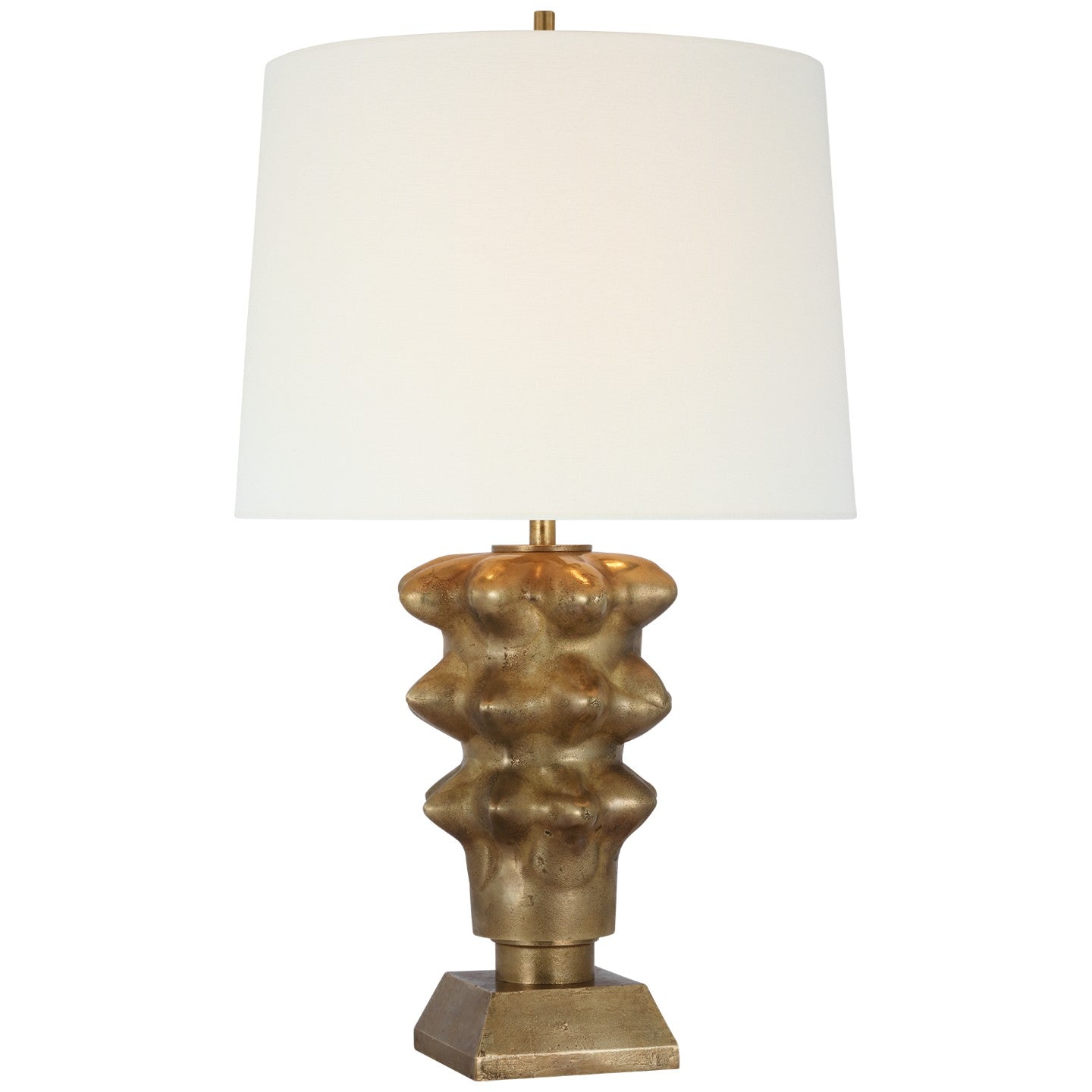 Luxor Medium Table Lamp in Museum Brass with Linen Shade