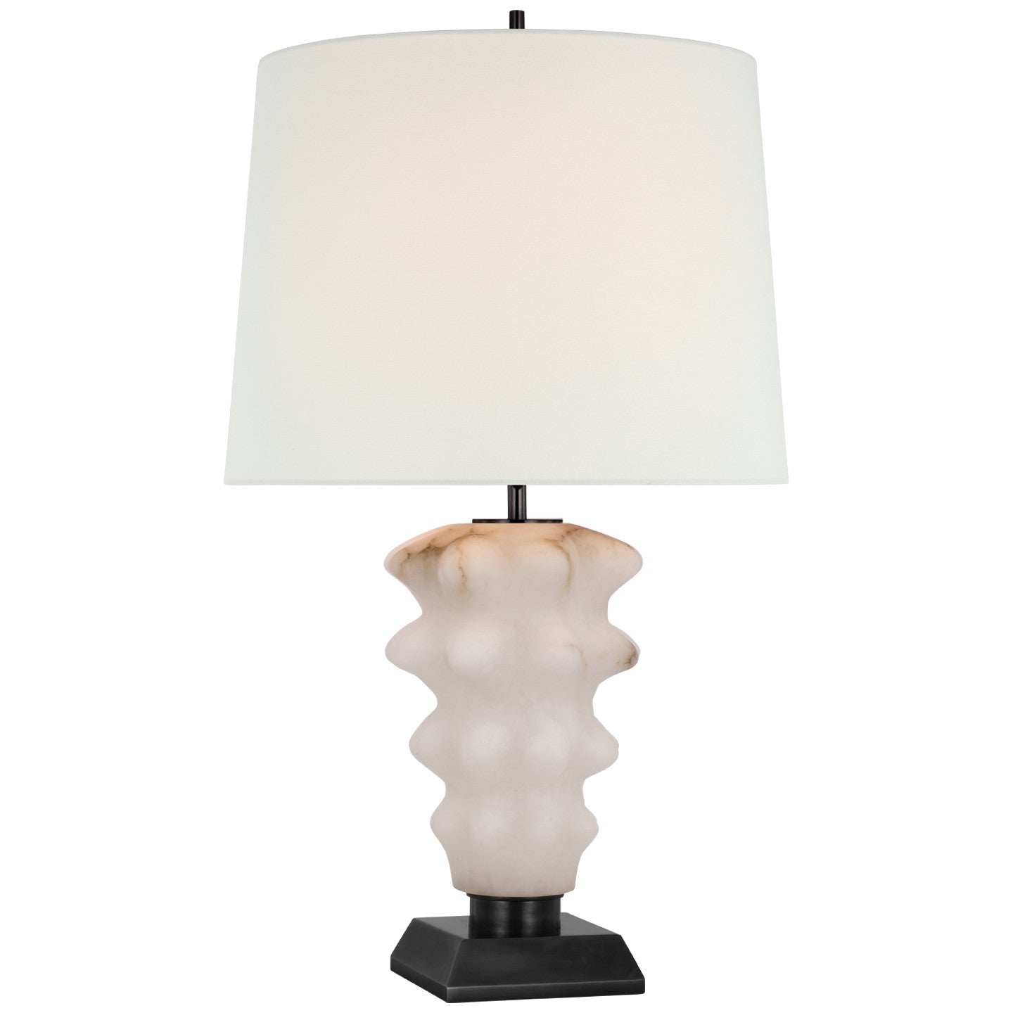 Luxor Large Table Lamp in Alabaster and Bronze with Linen Shade