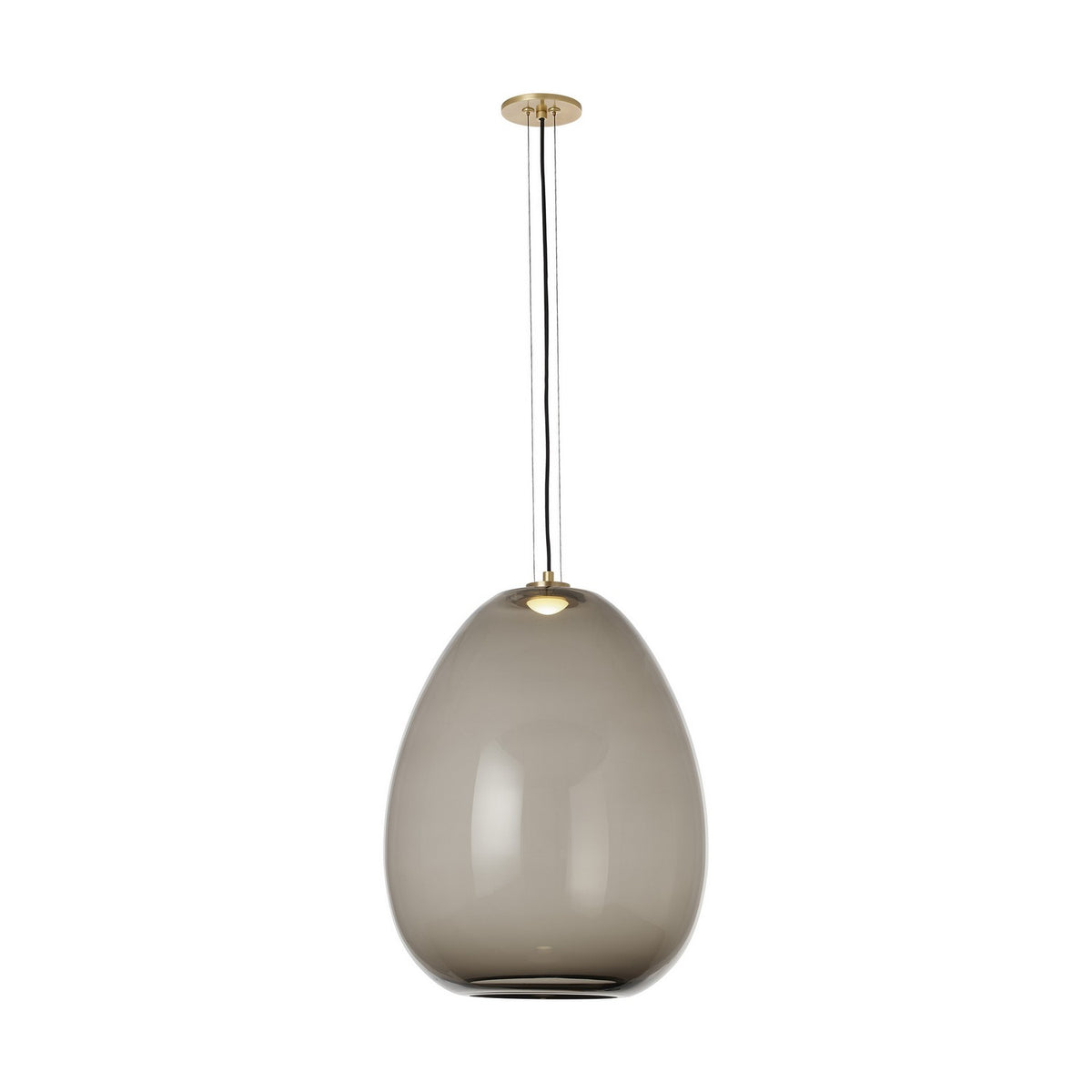 Kapoor LED Pendant in Transparent Smoke/Natural Brass