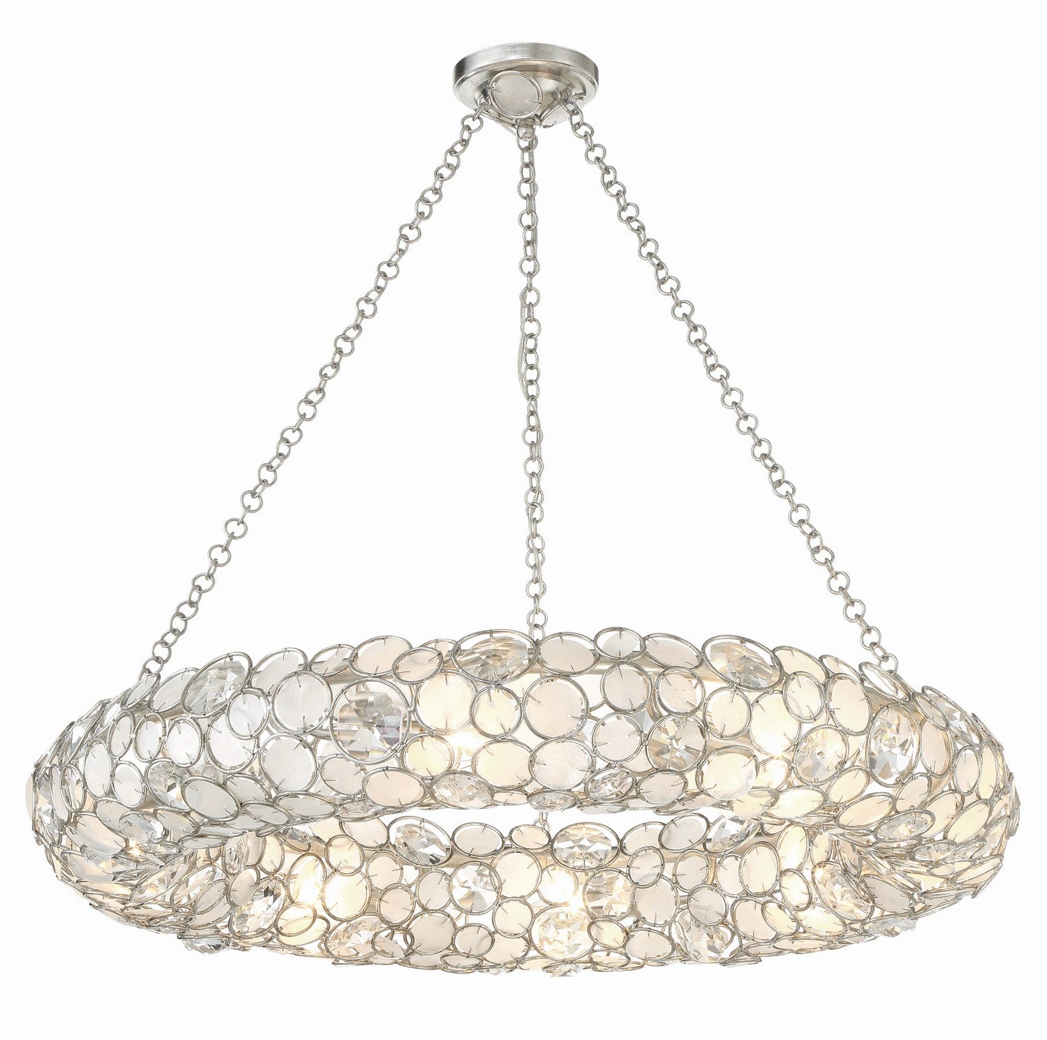 Palla Eight Light Chandelier in Antique Silver