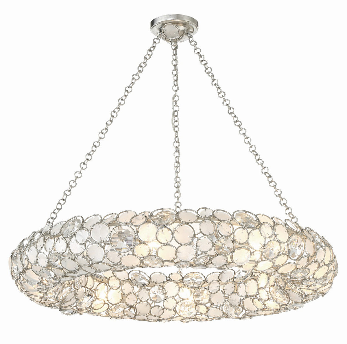Palla Eight Light Chandelier in Antique Silver