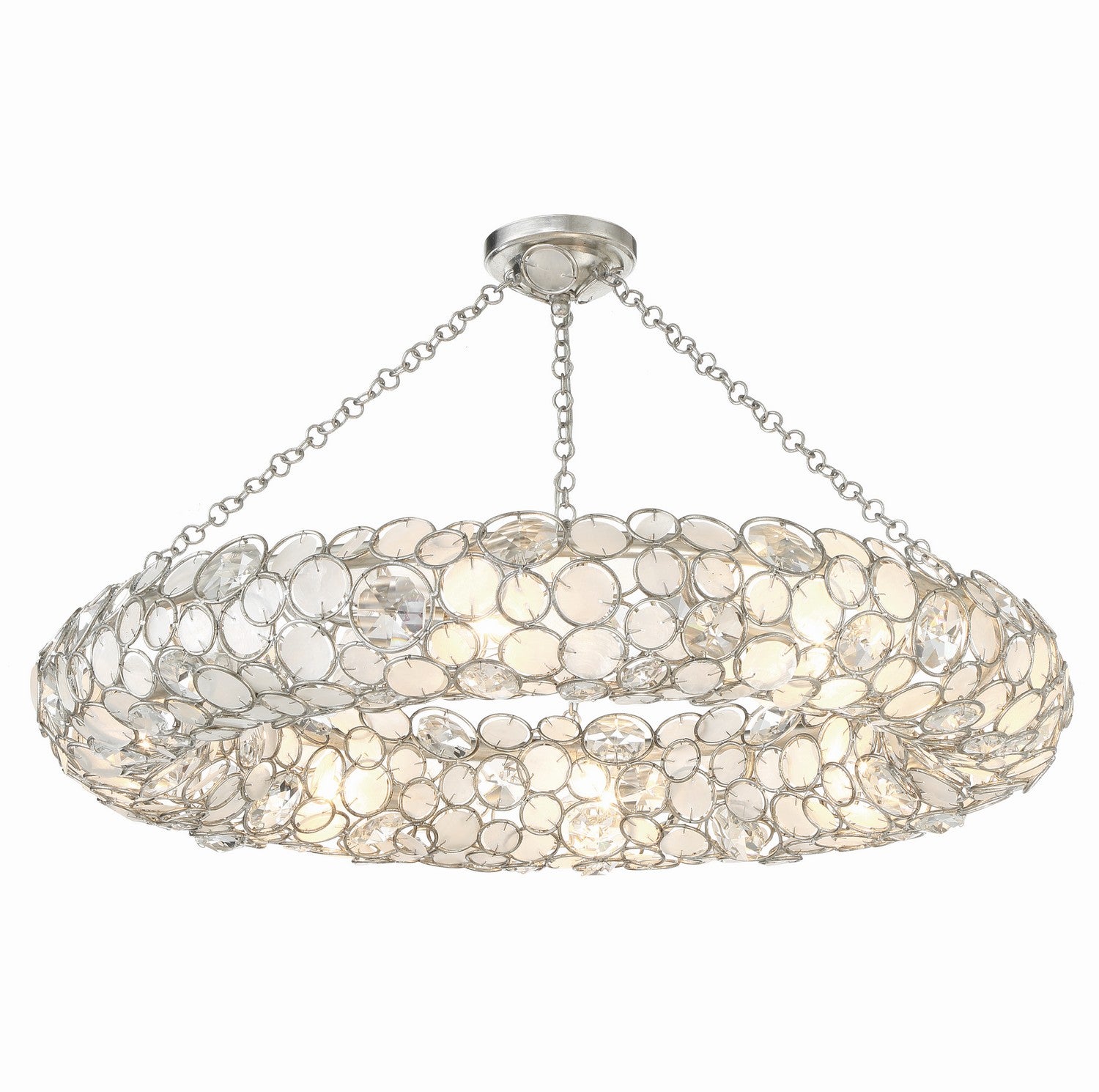Palla Eight Light Semi Flush Mount in Antique Silver