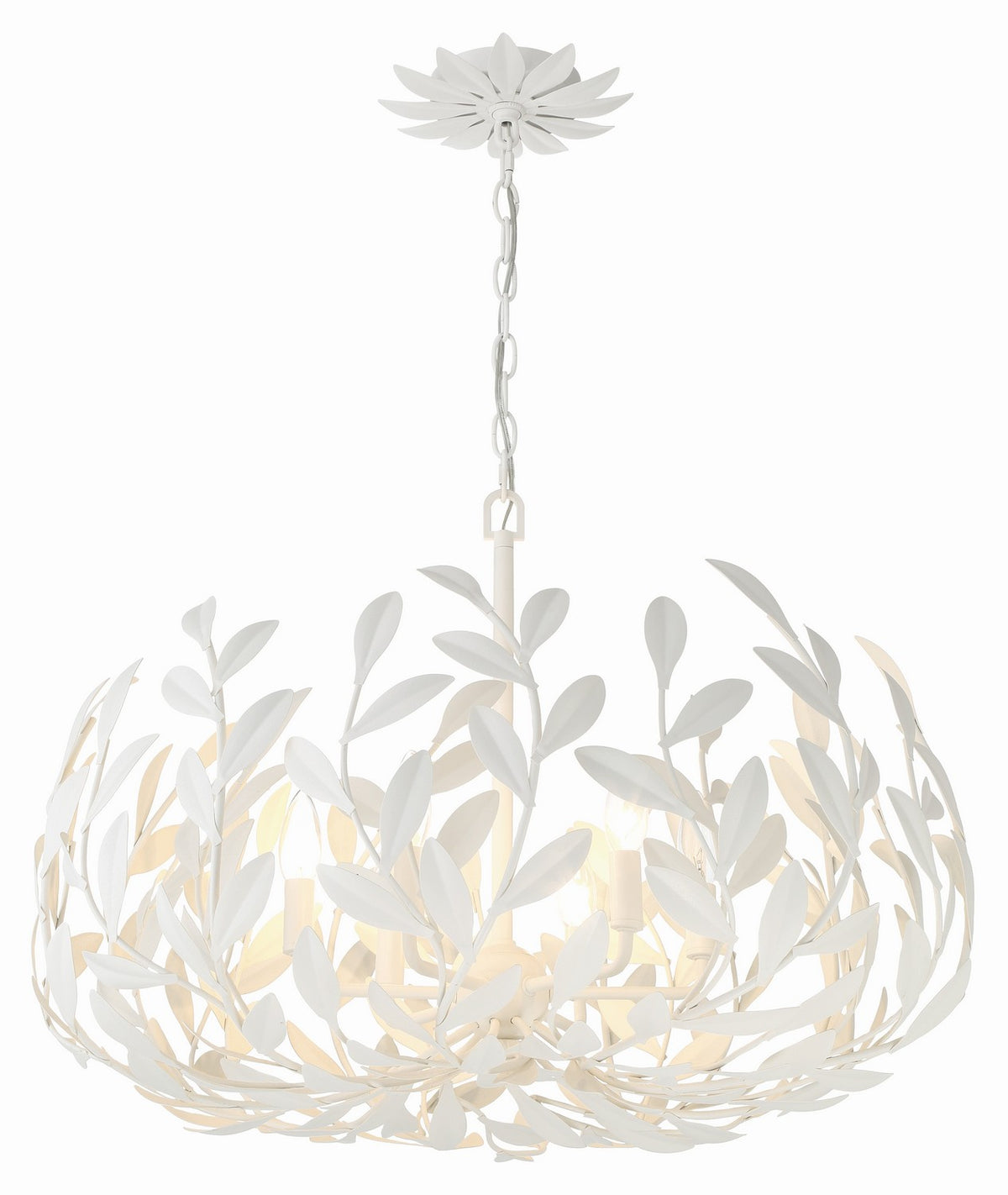 Broche Six Light Chandelier in Matte White