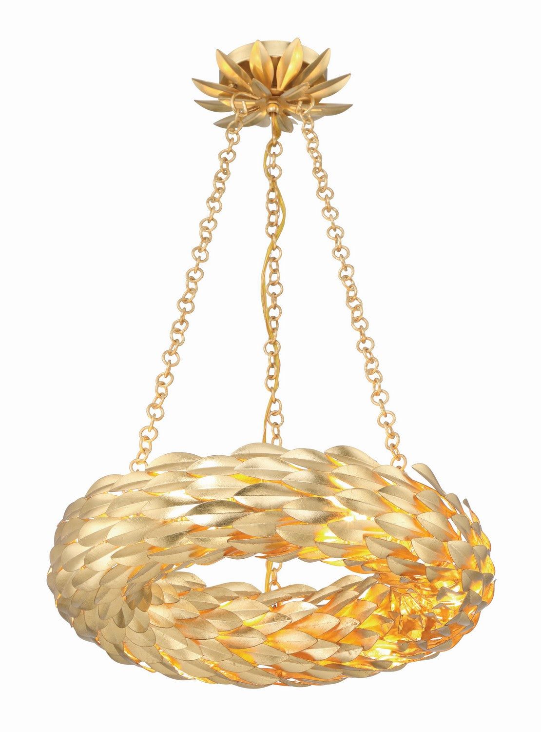 Broche LED Chandelier in Antique Gold