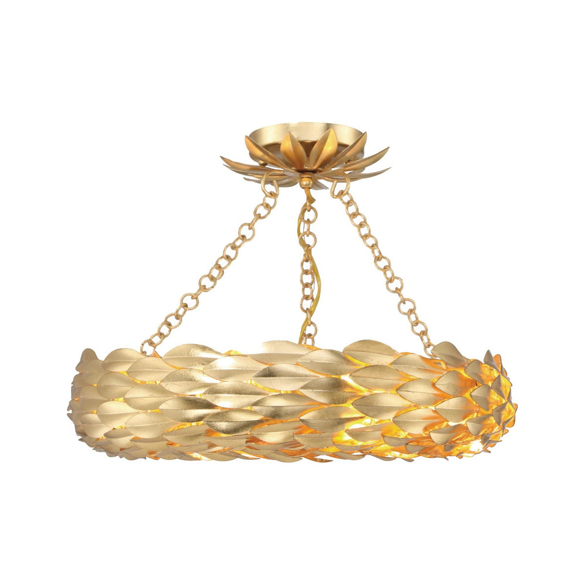 Broche LED Semi Flush Mount in Antique Gold